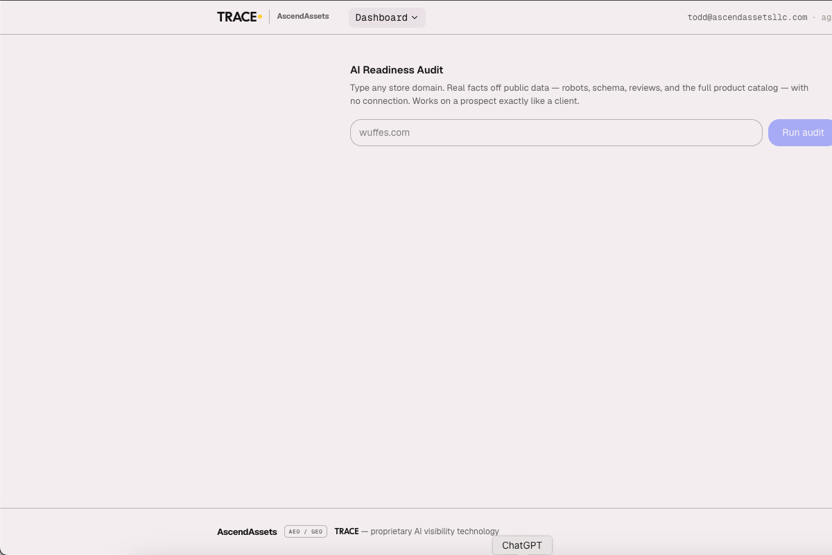 TRACE AI Readiness Audit screen